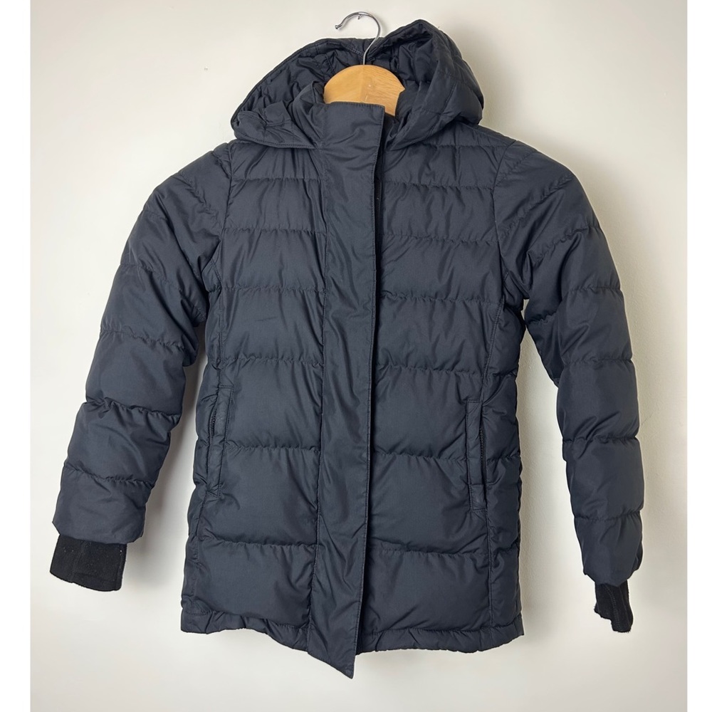 Athleta girls black down puffer winter jacket size XS 6